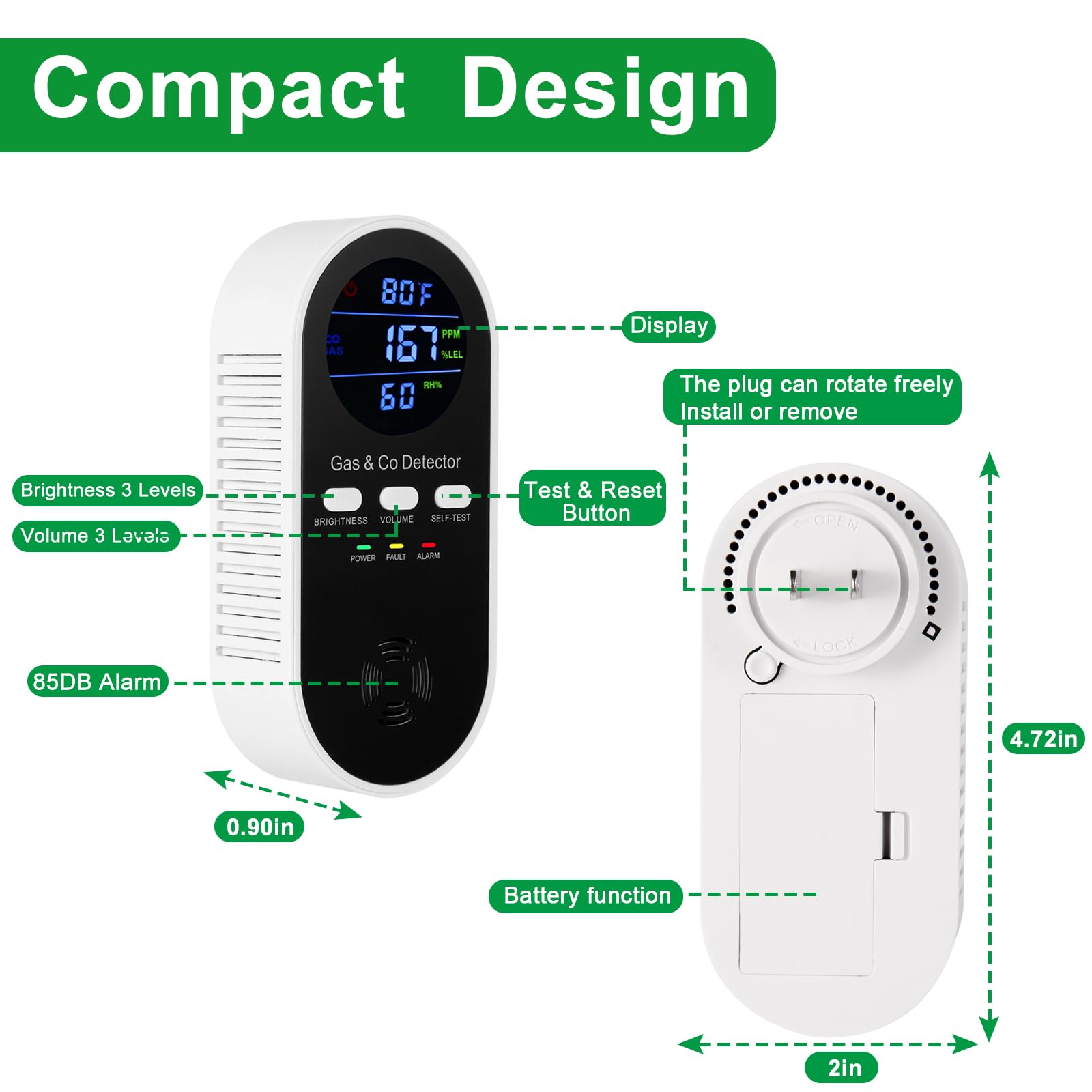5-in-1 Combination Gas & Carbo - огляд і ціна Co Detector Plug