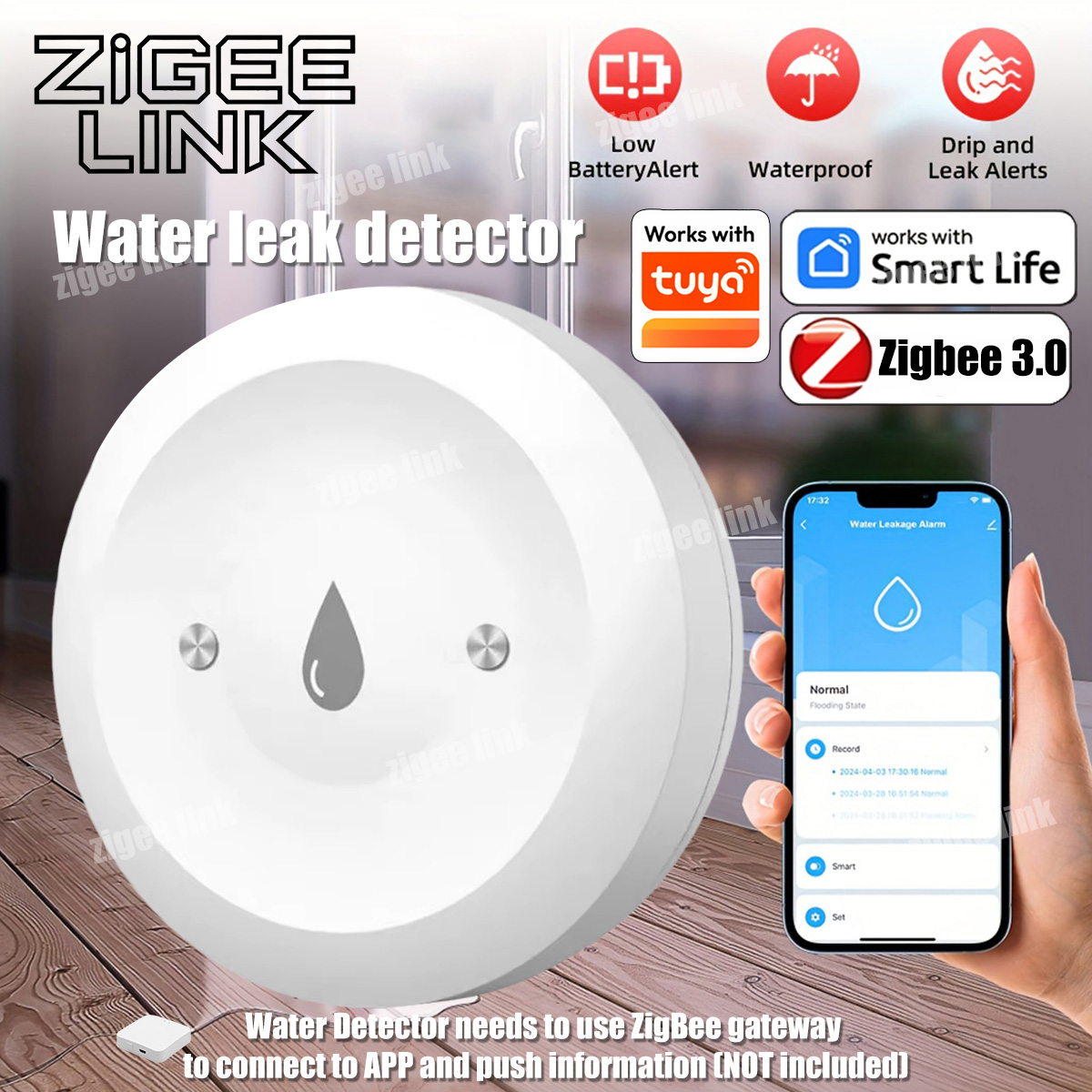 ZigBee 3.0 Water Sensor Smart  - огляд і ціна Water Alarm Sensor