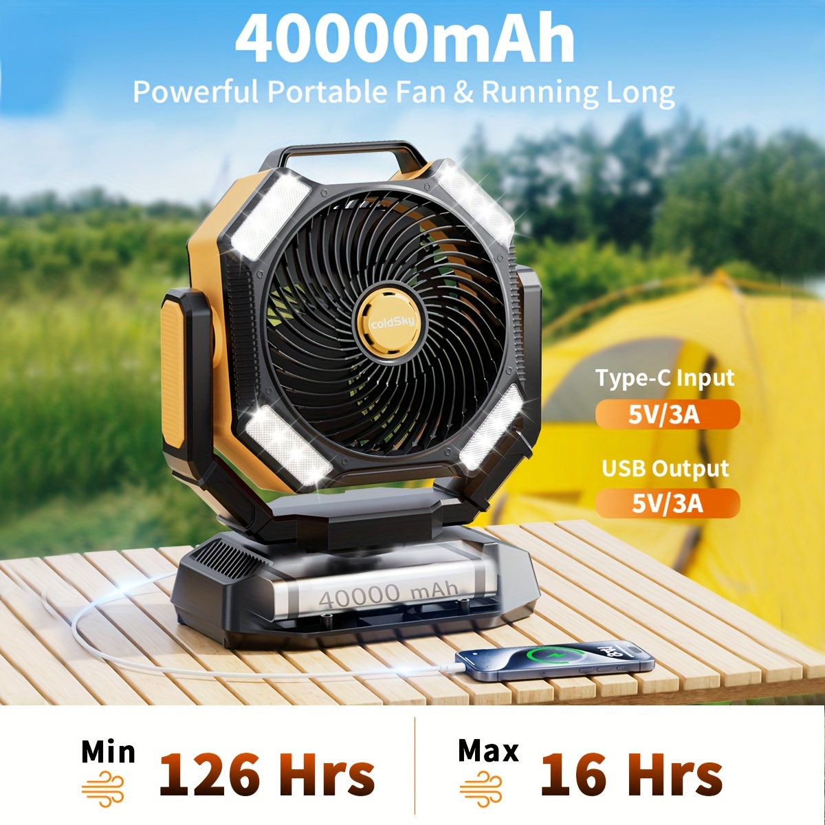 coldSky  Camping Fan, Battery  - огляд і ціна Power Outage Light